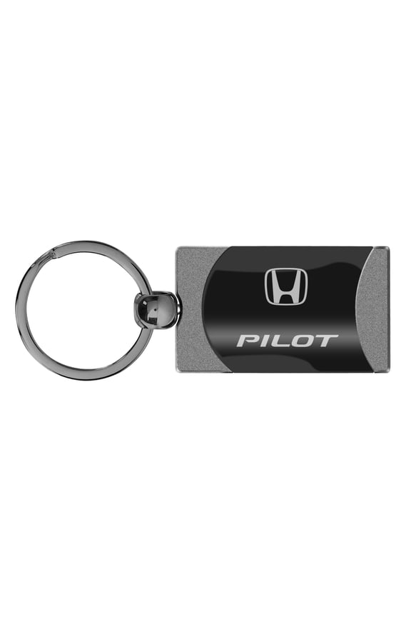 Honda Pilot Two Tone Rectangular Gun-Metal Key Chain