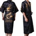 thumbnail image 5 of Men Satin Chinese Dragon Kimono Silk Bathrobe Pajamas Sleepwear Gown Bath Robe, 5 of 11