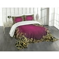 thumbnail image 3 of Ambesonne Mandala Quilted Bedspread Set 3 Pcs, Purple Frame Curls, King Size, Pale Yellow Fuchsia, 3 of 5