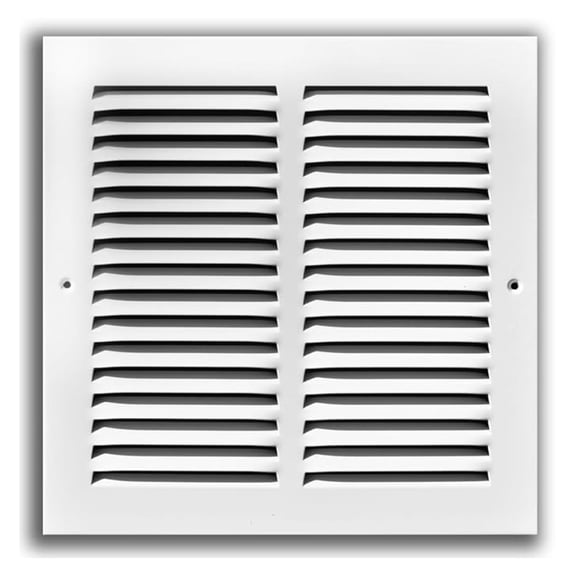 12'' x 16'' [Duct Opening] Flat Stamped Steel Return Air Grille - Sidewall and Ceiling - HVAC Vent Duct Cover - White [Outer Dimensions: 13.75''w X 17.75''h]