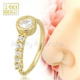 thumbnail image 2 of 20G 14K Yellow Gold Bezel Set CZ Nose Hoop Ring Twist-open 5/16"(8mm) Unisex Nose Ring CZ Stones 14KNH72BZL-CZYG, 2 of 5