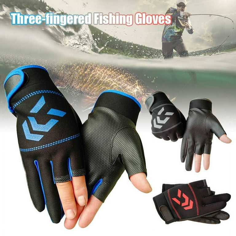 Saekor 1 Pair Winter Warm Fishing Gloves 3 Fingers Cut Waterproof Anti-Slip Fishing Supplies New, adult Unisex, Size: One size, Black