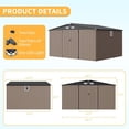 thumbnail image 6 of EastVita 12 x 10 ft Outdoor Metal Storage Shed with Windows and Lockable Doors Heavy-Duty Garden Tool Shed Brown, 6 of 8
