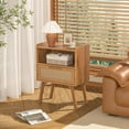 thumbnail image 6 of XgoodX Rattan Nightstands Set of 2, Side Table with Drawer, Cane Accent Bedside End Table with Solid Wood Legs, Mid Century Modern Night Stand for Bedroom, Dorm and Small Spaces (Tea Brown), 6 of 10