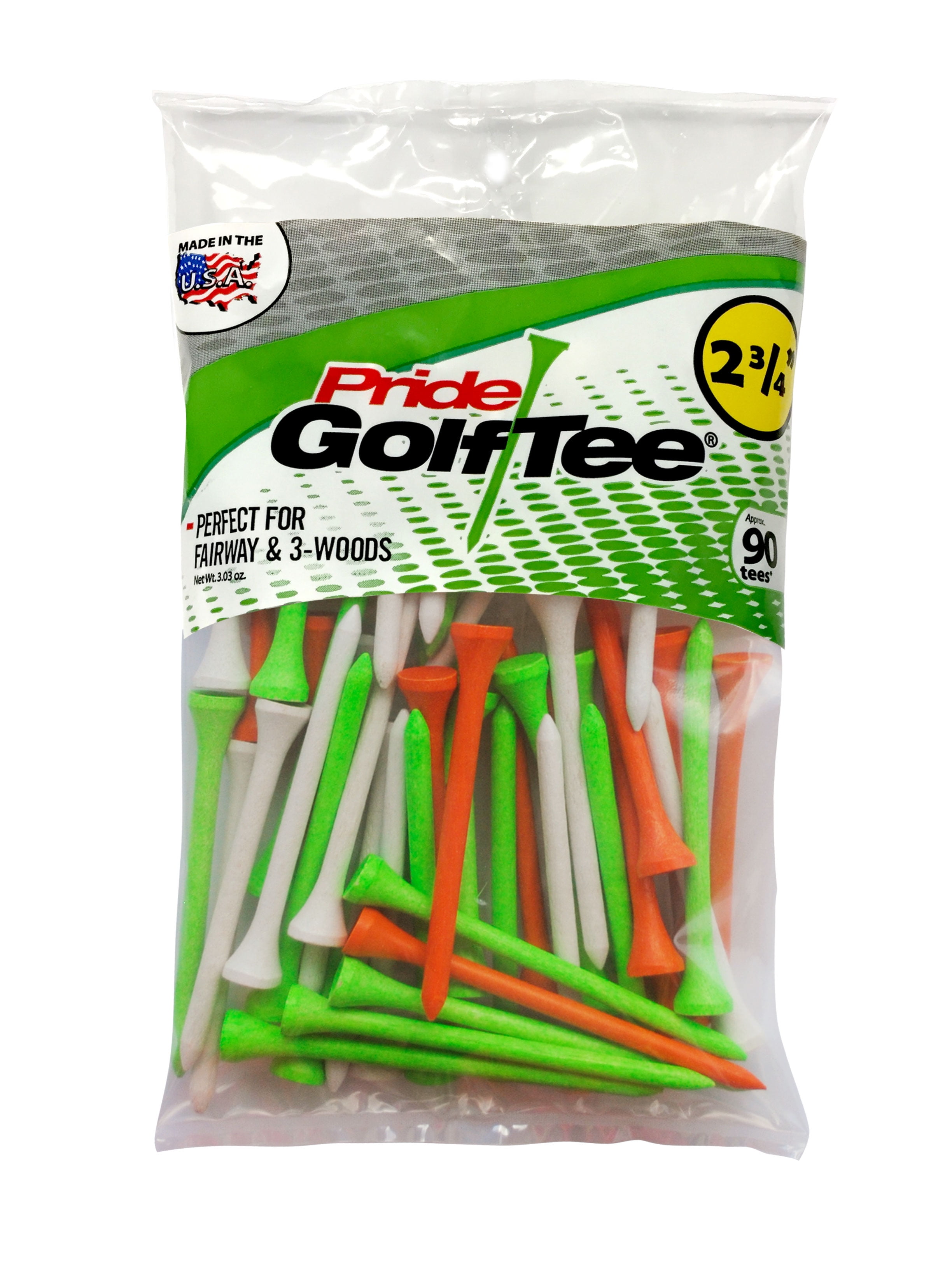 23/4 Orange, White, and Green Mix Golf Tees, 90 count