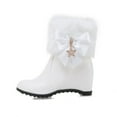 thumbnail image 5 of Xiaoxatg Women's Boots Ladies Fashion Leather Bow Rhinestone Decorative Side Zipper Inside High Heel Short Boots for Stylish Winter Wear 8.5 White, 5 of 9