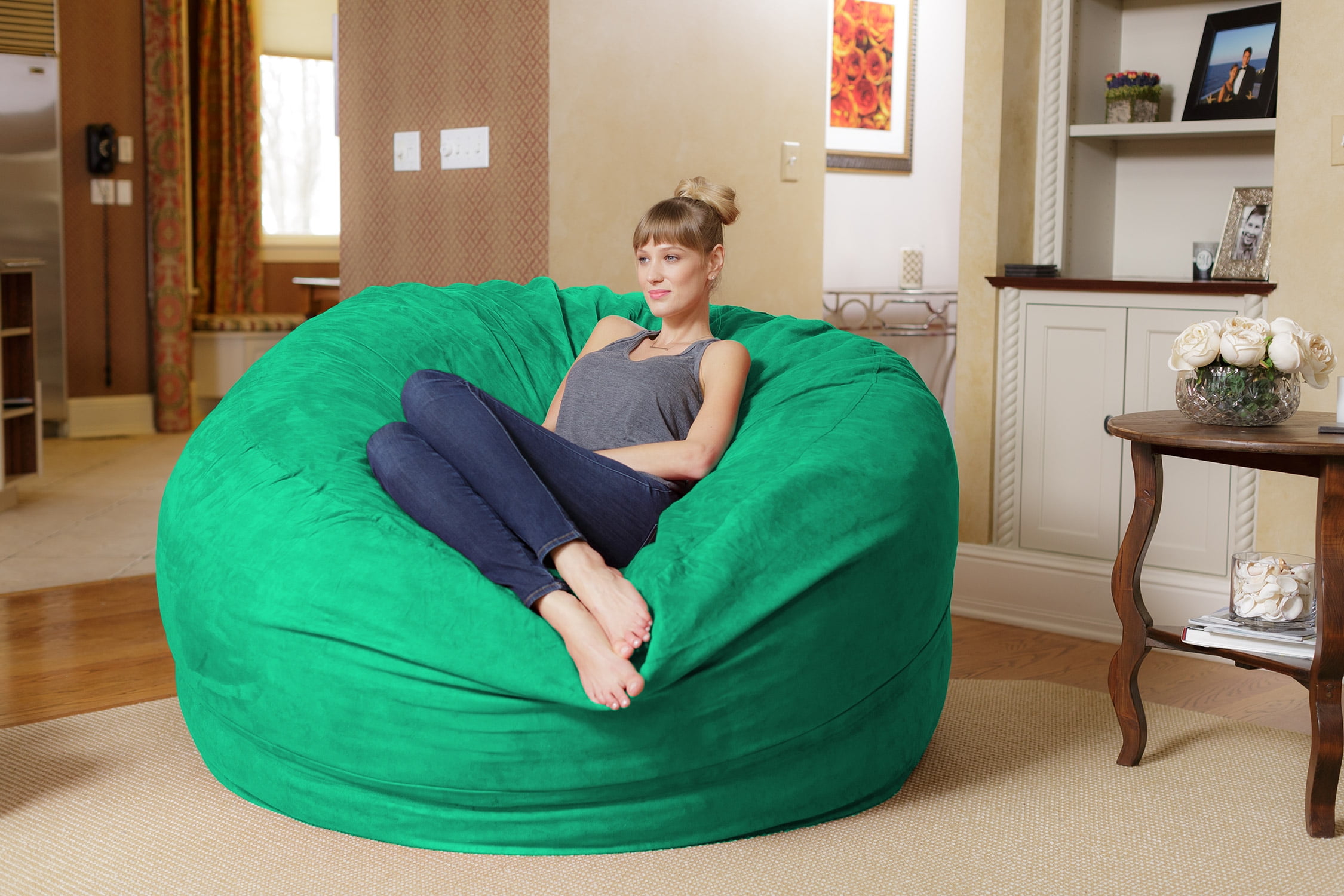 Chill Sack Bean Bag Chair, Memory Foam with Microsuede Cover, Kids, Adults, 6 ft, Tide Pool