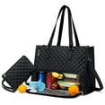 thumbnail image 1 of Bolsa de para mujer bolso de computadora acolchado para viajes de oficina de collage casual Negro, 1 of 8