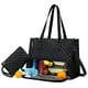 thumbnail image 1 of Bolsa de para mujer bolso de computadora acolchado para viajes de oficina de collage casual Negro, 1 of 8