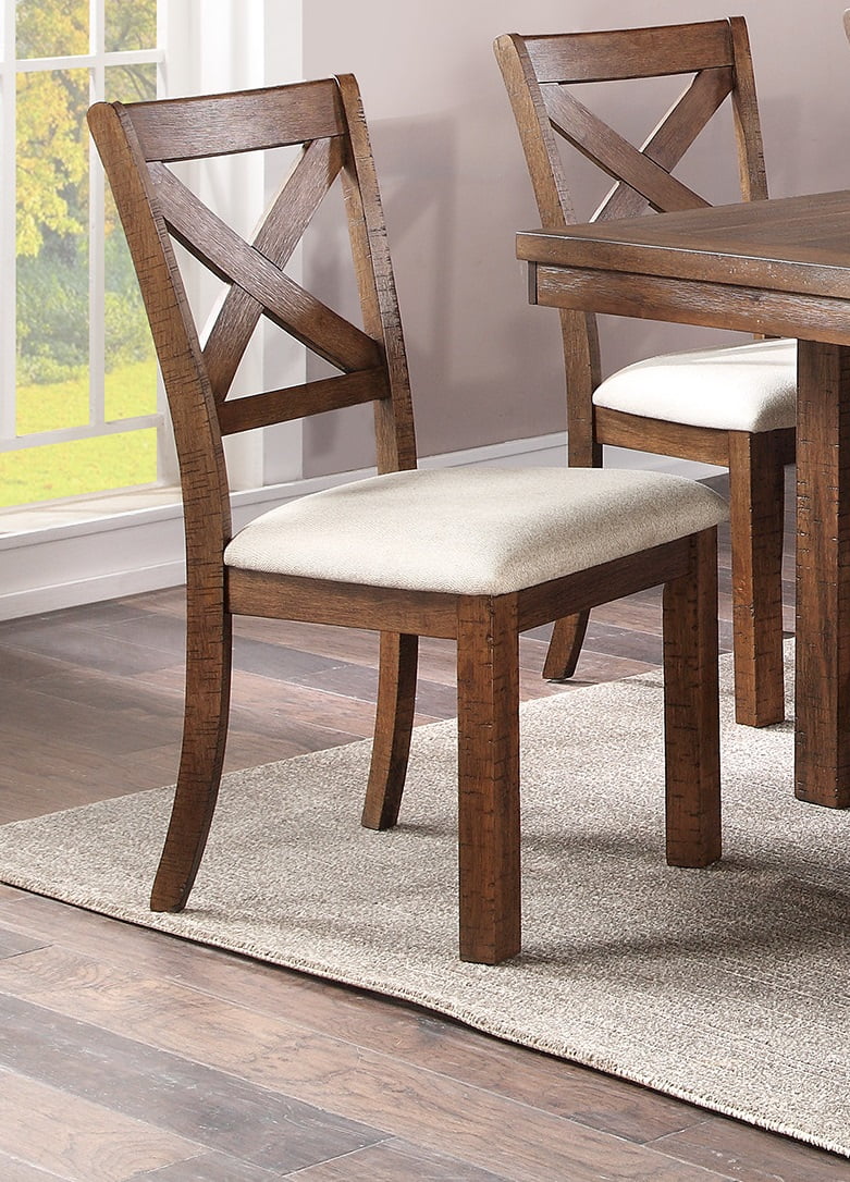 Family Set Pine Wood Chairs Frame X Design Back Cushion Seat Set of 2