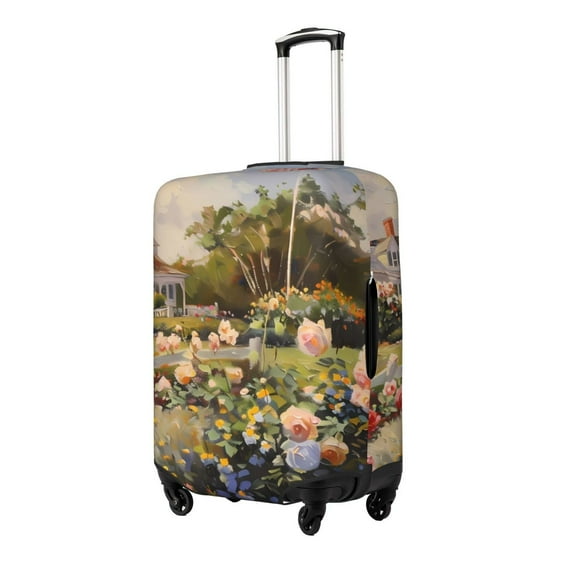 Hirioo American Flag Rose Garden for Elasticity Suitcase Cover (No luggage Included) Durable Luggage Protector Fits 18-32 Inch Luggage-Small