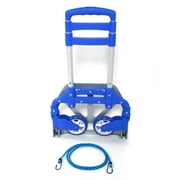 LA TALUS Portable Folding Collapsible Aluminum Cart Dolly Push Truck Trolley Blue