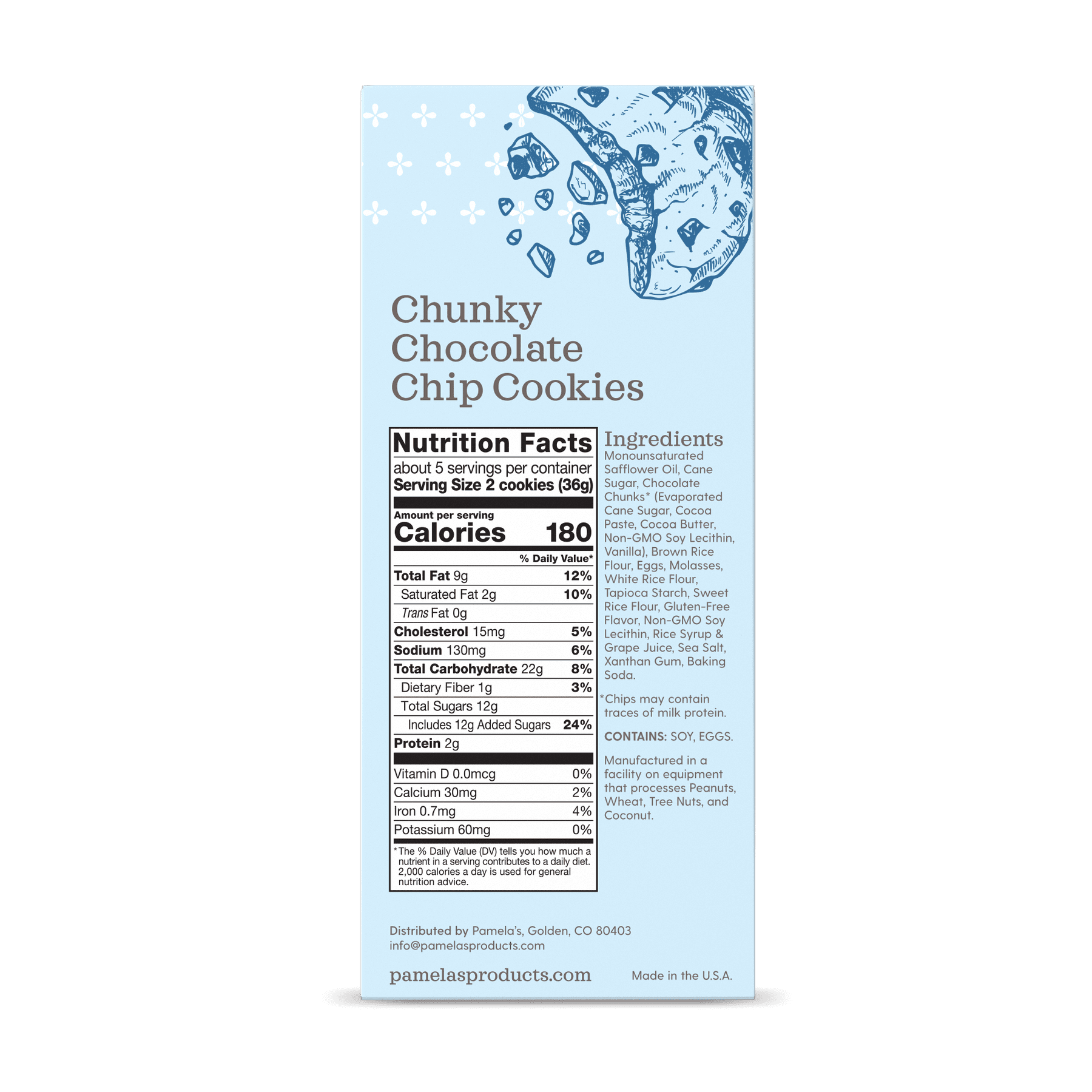 Pamela's Gluten-Free Cookies, Chunky Chocolate Chip, 6.25 oz Box (Pack of 6)