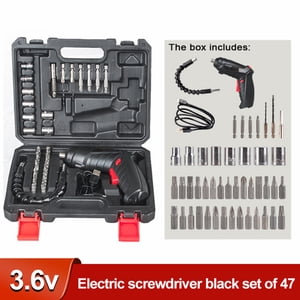 Sans fil 47PCS Jeu de tournevis électrique 3.6V Kit de tournevis électrique sans fil Outil de réparation portable Outils de puissance haute précision Tournevis électrique pliable pour meubles