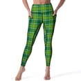 thumbnail image 3 of 2025 Leggins Workout Stretch Tights Sports Yoga Cute Waist High Sexy Leggings Print Lines Pockets Pants Yoga Plaid White And Green, 3 of 8