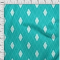 thumbnail image 3 of oneOone Cotton Flex Turquoise Blue Fabric Argyle Check Sewing Material Print Fabric By The Yard 40 Inches Wide, 3 of 4