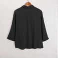 thumbnail image 4 of OIOLOYJM 3/4 Sleeve Women's Button Down Shirts Collared Textured Business Blouses Loose Fit Dressy Casual Fashion Work Tops with Chest Pocket Black M, 4 of 5