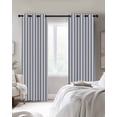 thumbnail image 2 of Blackout Curtains for Bedroom, Navy Blue Striped Room Darkening Window Drapes for Living Room, Navy Blue White Stripes Farmhouse Thermal Insulated Grommet Curtains, 52x96 inch, 2 Panels, 2 of 9
