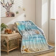 thumbnail image 4 of Coastal Ocean Beach Throw Blanket, Summer Blue Seashell Starfish Throw Blanket, Super Warm Cozy Microfiber Flannel Blanket for Couch Chair Sofa Bed Home Outdoor Beach Travel, 4 of 5