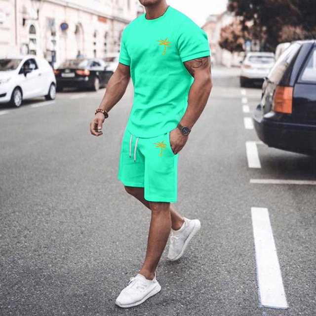 MKLEKYY Pijama Corto De Verano Para Hombre, Ropa Deportiva, Camiseta Transpirable De Manga Corta Y Pantalones Cortos Deportivos Con Bolsillos.