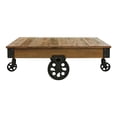 thumbnail image 2 of Lazzara Home Hendrix 47 in. Rustic Poplar and Rustic Black Metal Rectangular Wood Coffee Table With Functional Wheels, 2 of 7