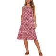thumbnail image 1 of Vestido de verano sin mangas bohemio Ikat para mujer, vestido midi casual para el Día de la Madre con bolsillos, rojo S, 1 of 6
