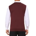 thumbnail image 3 of INSPIRE CHIC Men's Casual Knit Sleeveless V-Neck Plaid Argyle Sweater Vest M Burgundy, 3 of 5