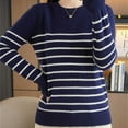 thumbnail image 6 of Rutainlusire Womens Trendy Striped Comfy Loose Sweaters Women's Striped Long Sleeve Blouses Round Neck Casual Fashionable Sweater, 6 of 6