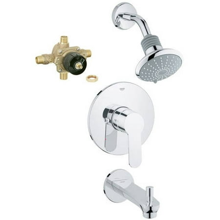 Combination Tub Shower Grohe K35025-35015R-002 Eurostyle Shower Tub Combination with Rough-in, Starlight Chrome ()
