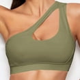 thumbnail image 3 of Bigersell Lounge Bra Women's One-shoulder Sport Bra Fitness Yoga Quick-drying Shock-proof Vest Running Sport Bra Female Women's Wireless Bra Women's Plus Nylon Bralette Bra Style 1615, Army Green M, 3 of 5