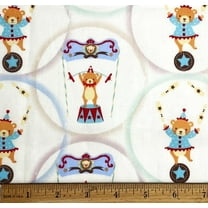 1/2 Yard - Baby Bear Circus on Cream Cotton Fabric (Great for Quilting, Sewing, Craft Projects, Throw Pillows & More) 1/2 Yard X 44" Wide