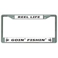 thumbnail image 1 of Cadre de Plaque d'Immatriculation Reel Life Goin' Fishin' Chrome, 1 of 1