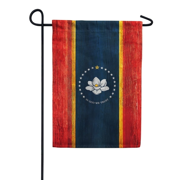 America Forever Mississippi State Flag 12.5 x 18 Inch Double Sided Outdoor Yard Decorative USA Vintage Wood State of Mississippi Garden Flag, Made in the USA