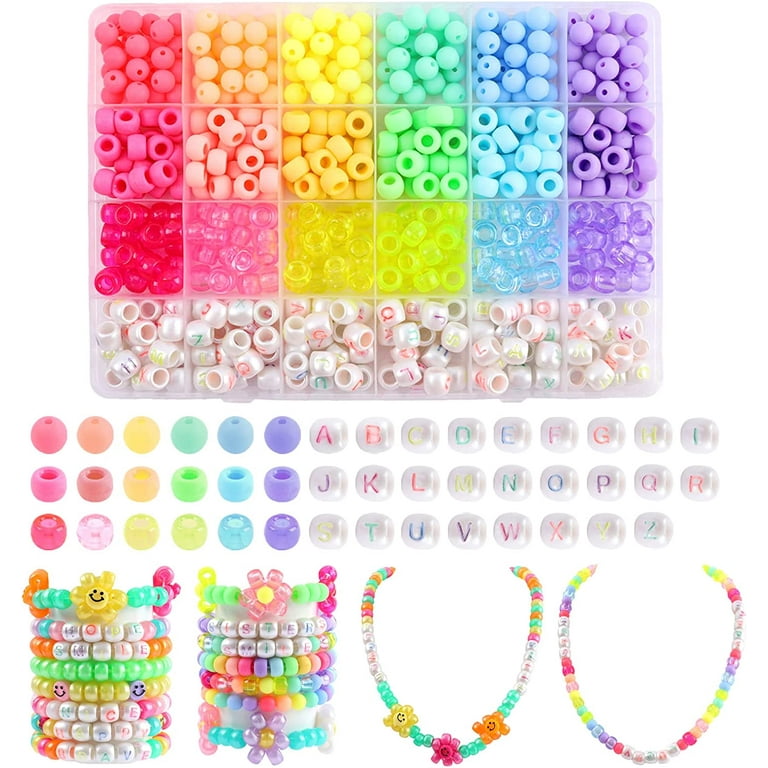 Kandi Beads Rainbow Beads For Bracelets Making Kit Colors Kandi Beads And  Letter Beads Plastic Rainbow