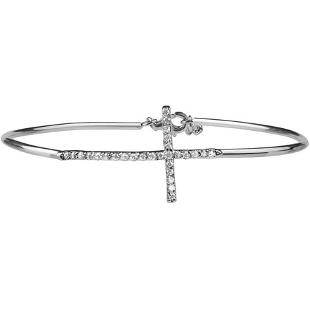 Brinley Co. Women's CZ Sterling Silver Cross Bracelet, 7
