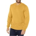 thumbnail image 2 of RYDCOT Solid Color Slim Fit Pullover Sweater Mens Fall Winter Casual Fashion Long Sleeved V Neck Sweater Gold, 2 of 3