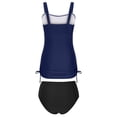 thumbnail image 6 of Womens Bikini Swimsuits Two Piece Ruched Bathing Suits Drawstring High Waist Modest Tankini Swimwear(Navy S), 6 of 7