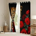 thumbnail image 3 of Feelyou 3D Leopard Animal Blackout Curtains Set of 2 (52x84 Each), Romantic Red Rose Window Curtains, Wildlife Cheetah Animal Curtains and Drapes, Blackout Curtains Home Decor, 3 of 6