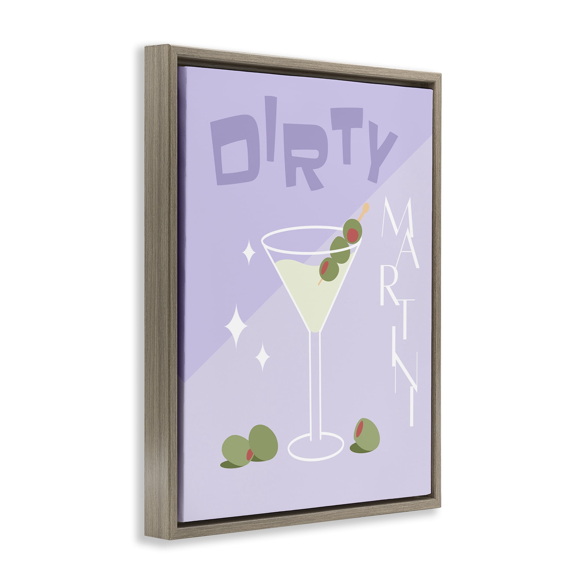 Stupell Industries Dirty Martini Typography Food & Beverage Painting Brown Floater Framed Canvas Art Print Wall Art, 25 x 31