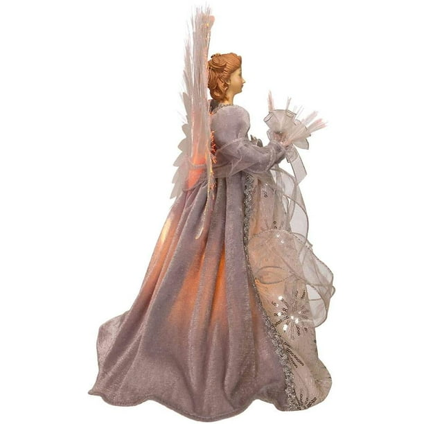 Kurt Adler 16Inch Fiber Optic White, Silver, and Gray Angel Tree