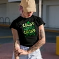 thumbnail image 2 of Lucky Vibes with Shamrock Leaf, St. Patrick's Day, Black T-Shirt, 2XL, 2 of 5