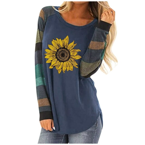 Blusa informal con estampado de retazos de manga larga y cuello redondo para mujer a la moda Fridja fjkfkj1989