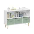 thumbnail image 6 of PAPROOS Kids Bookshelf, Wood Kids Bookcase with 3 Collapsible Fabric Drawers, Freestanding Bookshelf for Kids, Modern Toy Storage Organizer for Kids Room, Living Room, Easy to Assembly, White/Green, 6 of 9