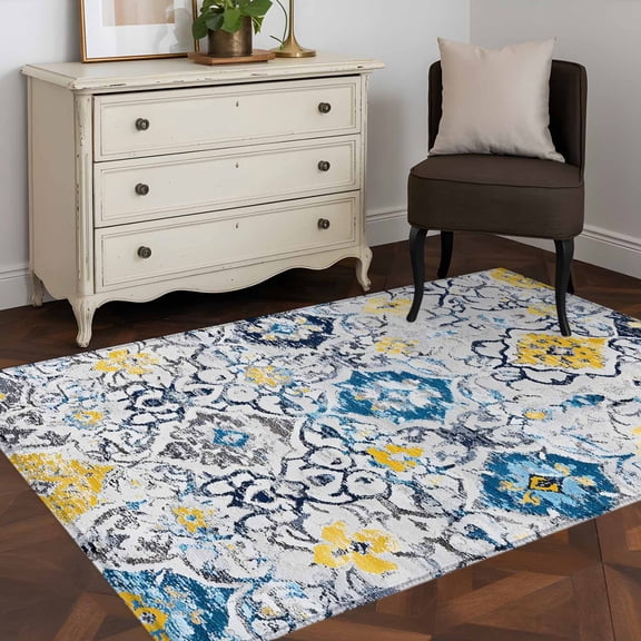 3'x5' Area Rugs, Vintage Ethnic Indoor Outdoor Area Rug for Living Room Bedroom, Morocco Boho Farmhouse Abstract Texture Washable Bathroom Rugs Kitchen Floor Carpet Mats Home Decor Aesthetic