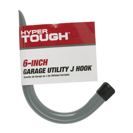 Hyper Tough 6 in. Wall Mounted Garage Utility J Hook, Gray