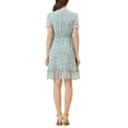 thumbnail image 3 of Allegra K Women's Floral Ruffle Hem Short Sleeve A-Line Smocked Chiffon Dress, 3 of 6