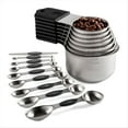 thumbnail image 1 of Juego de 16 Tazas y Cucharas Medidoras Magnéticas de Acero Inoxidable, 7 Tazas Resistentes, 8 Cucharas de Doble Cara con Nivelador Negro, 1 of 5