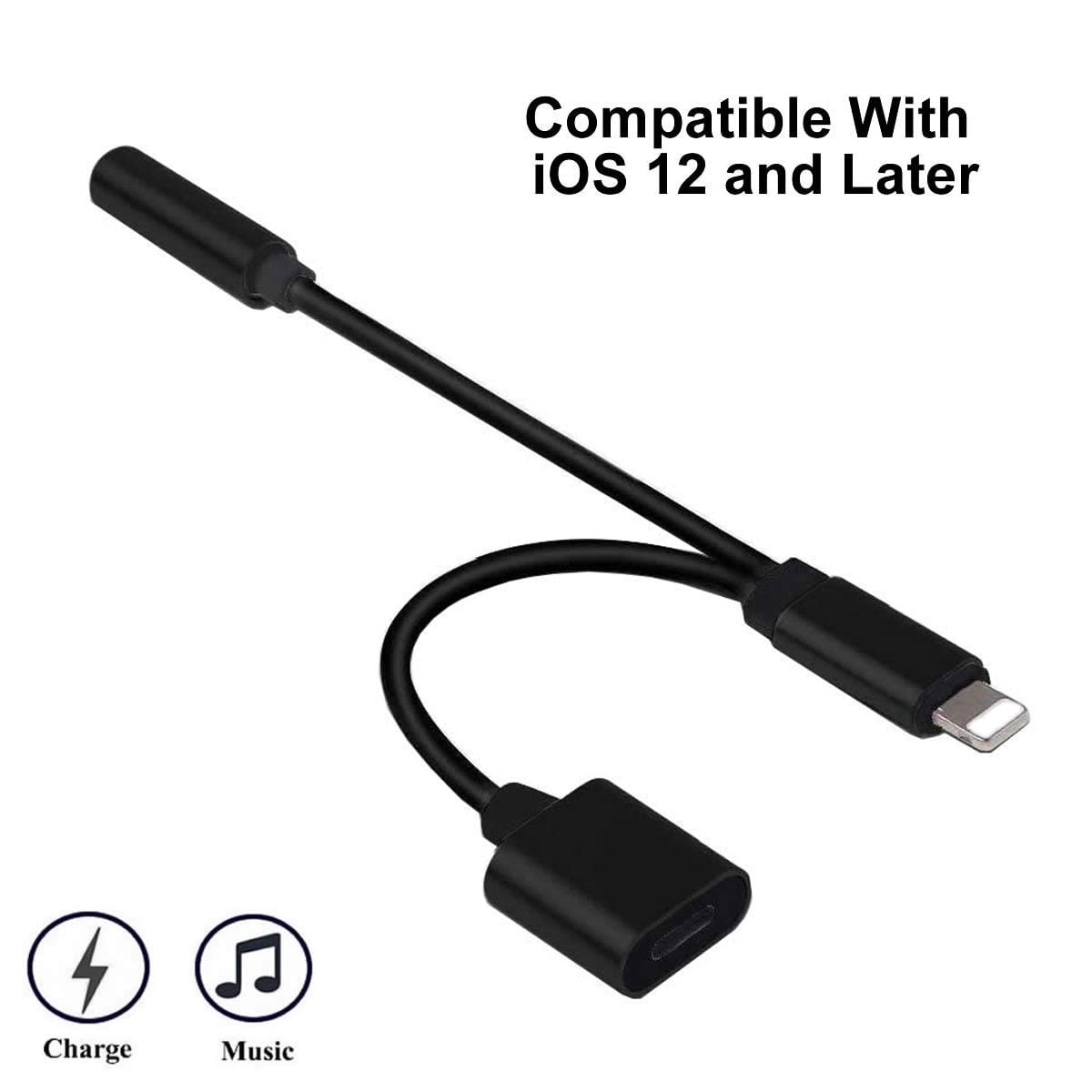 2 In 1 Lightning Adapter And Charger 2 Port Lightning To 3 5mm Aux Headphone Jack And Charger Cable Adapter Compatible For Iphone Xs Xs Max Xr X 7 8 Support Ios 11 Ios 12 I6063 Walmart Com
