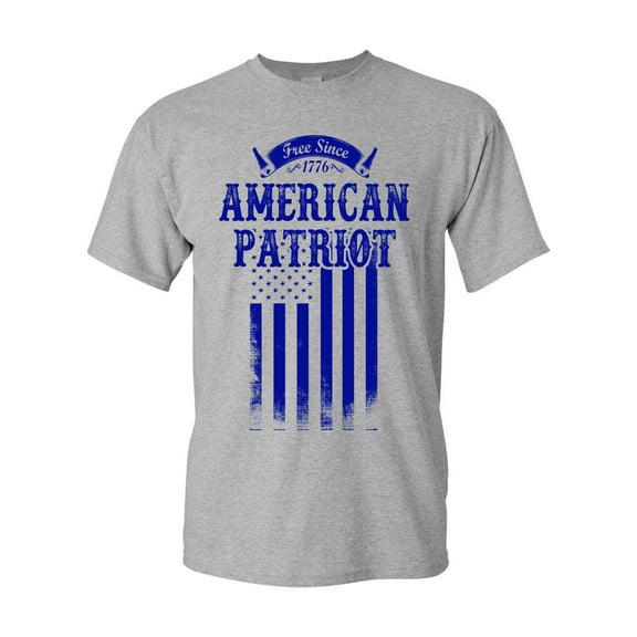 Free Since 1776 American Patriot USA Flag Blue Patriotic DT Adult T-Shirt Tee