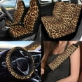 thumbnail image 2 of Uorisanigo Brown Leopard Print 10 Pieces Car Seat Covers Sets with Comfortable Auto Steering Wheel Accessories Seat Belt Pads Car Water Cup Coaster and Keychains Suitable for Most Cars SUVs, 2 of 7